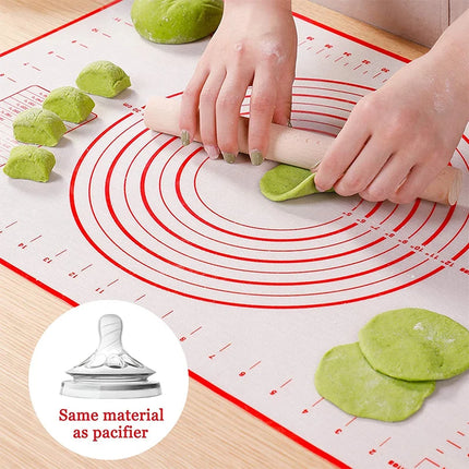 LMETJMA Silicone Pastry Mat Extra Thick Non Stick Baking Mat with Measurement Kitchen Fondant Dough Rolling Mat KC0455