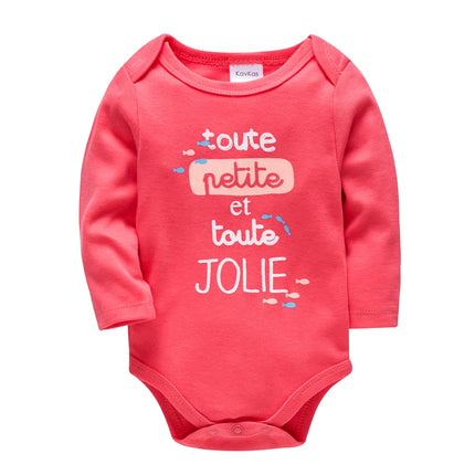 KAVKAS 3 Pcs Baby Girls Clothing Pink Romper Newborn Babies Bodysuit Red New Year Jumpsuit 100% Cotton Soft Infants Outfit 0-24M