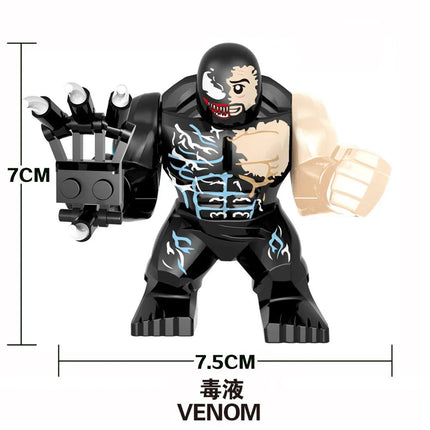 Building blocks, Marvel superheroes, assembled dolls, Spider Man, Iron Man, Venom, Shark, Deadpool, DIY gifts, children's toys