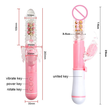 Erotic Butterfly Vibrators For Women Vaginal Clitoris Stimulator Anal Plug Rotate Stretch Fake Dildo Female Masturbator Sex Toys