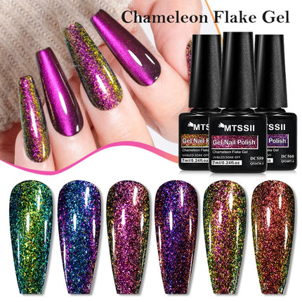 Chameleon Flake Nail Gel Polish Sparkling Glitter Laser Semi Permanent Nails Art Soak Off UV Gel Varnish Nail Supplies Manicure