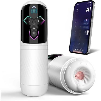 LCD Automatic 5IN1 Telescopic Sucking Licking Male Masturbator Cup Penis Pump Heated Vagina Masturbation Adults Sex Toy for Men
