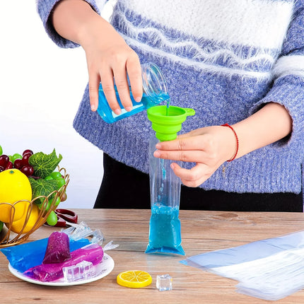 100pcs Disposable Ice Pop Bags Crushed Ice Packing Bags for Homemade Ice Cream Freezer Pop Holders Popsicle Pouches
