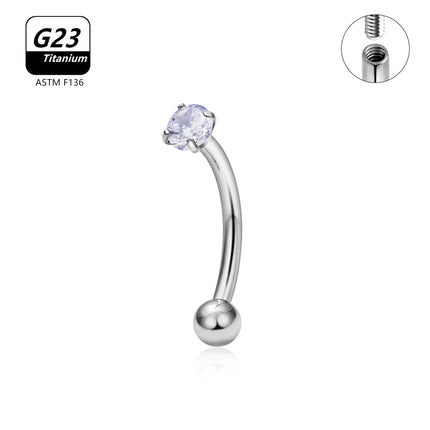 G23 Titanium ASTM-F136 Piercings Eyebrow Internal thread Eyebrow Piercings Body Jewelry For Women zircon Earring