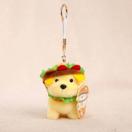 Ultra-Soft PP Cotton Burger Animal Plushie Short Fabric Exquisite Embroidery Kawaii Foodie Key Chain Vivid Realistic Colors