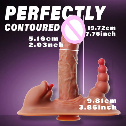 Thick Riding Dildo Sex Toys 3 in 1 Thrusting Vibrating Licking Big Realistic Dildo Adult Toys for Women with Suction Cup