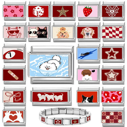 Wholesale Cute Animal Swimming Dogs Cats Sheep Charm Bracelet Fit 9mm Bracelet Stainless Steel Italian Links Making DIY Jewelrys