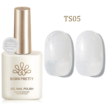 BORN PRETTY 15ml Jelly Gel Polish Milky White Nude Glitter Soak Off LED UV Gel Semi Permanent Nail Art Manicure Gel Varnish