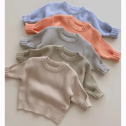 0-6Yrs Baby Boys Sweaters Spring Autumn Children Solid Color Basic Warm Knit Sweater Kids Girls Baby Pullover Sweaters Clothes
