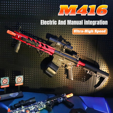 M416 Electric Gel Ball Blaster Toy Gun， Manual/Automatic Mode  , Rechargeable - Suitable for Summer Outdoor Shooting Games
