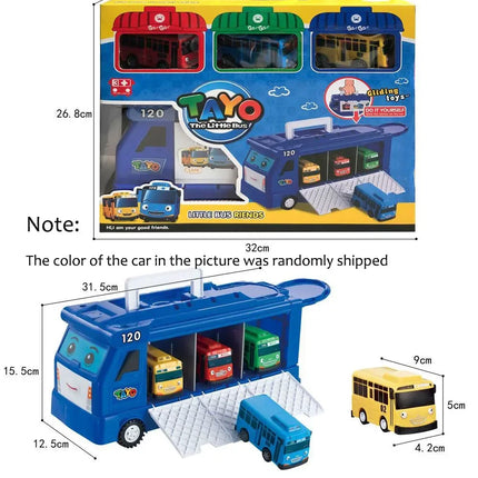 Mini Pull Back Tayo Bus Toy Set with Openable Doors, Sliding Cartoon Vehicle Toy for Kids Boys, Educational Traffic Playset Gift