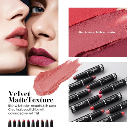 Julystar Nude Brown Matte Lipstick Pen Waterproof Lasting Non-Stick Cup Velvet Fruit Lipstick Lip Tint Pencil Makeup Lip Stain