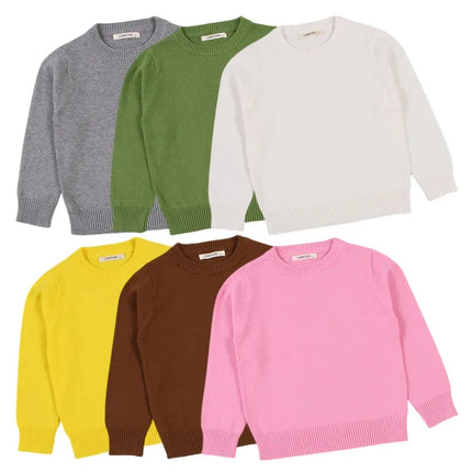 2025 Autumn Winter Baby Boys Girls Sweater Solid Color Thicken Children Knitted Clothes Kid Pullover Jumper Top Toddler Sweaters