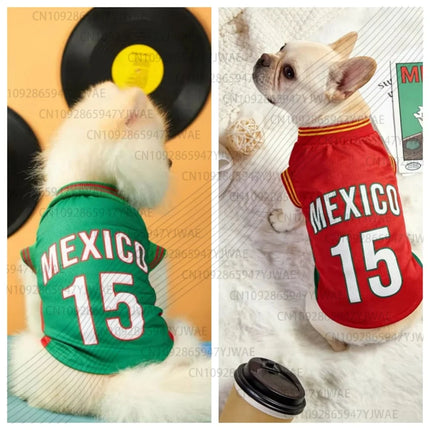 Mexico 15 Mesh Breathable Dog Clothes Schnauzer Teddy Sport Large Dog Jersey Basketball Clothing Puppy T-Shirts Pet Cat Shirts