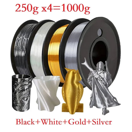 Silk Filament PLA 1.75mm 1kg/500g/250g 3D Printer Filament For Printing Toys Shiny Smooth PLA+ Gold Silver Red Blue High Speed