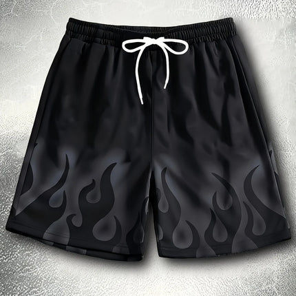 Basic Shorts Men's Casual Shorts Fitness Sports Flame Pattern 3D Print Gothic Style Summer Men Gym Shorts Football Man Clothes