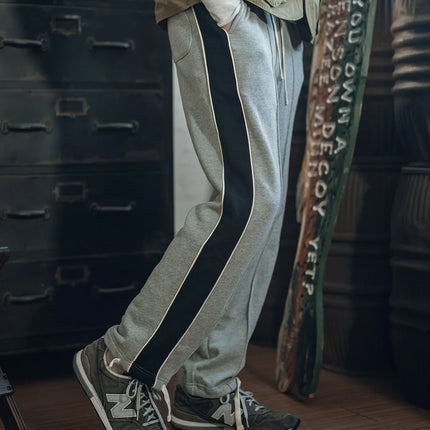 Non Stock 80s Old School Style Two-Tone Sweatpants Mens Cotton Jogging Trousers