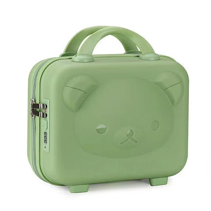 14-Inch Portable Bear Cosmetic Box Luggage Box Password Lock Cartoon Storage Travel Box Wedding Favor Lightweight Unisex