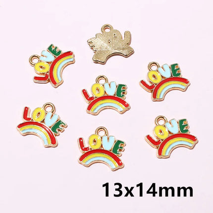 10pcs Rainbow Charms Cute Enamel Metal Charm Pendant for DIY Necklace Bracelet Jewelry Making