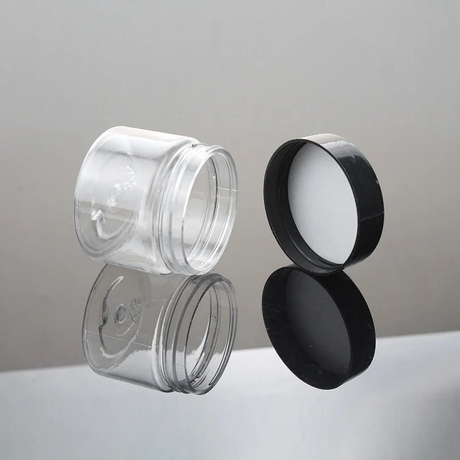 50pcs/pack 50ml Plastic Cosmetics Jar Makeup Box with Black Cap Travel Face Cream Bottle Container Refillable Empty Makeup Jar