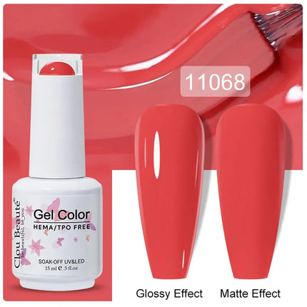 Clou Beaute 15ml Nail Gel Polish Vernis Semi Permanent UV LED Lamp Lakiery Hybrydowe Hema Free Red Nail Art Gel Lacquer Gel