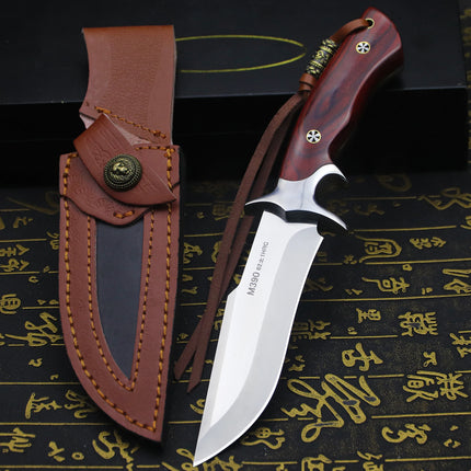 M390 steel outdoor knife, full Tang integrated steel, high hardness straight knife, portable, durable self-defense camping knife