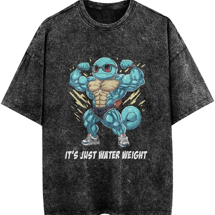 2026 Hot Sale Pokemon Squirtle Gym Muscle T-Shirt Vintage Washed Anime Graphic Tee Unisex Streetwear Short Sleeve Top Gym Lovers