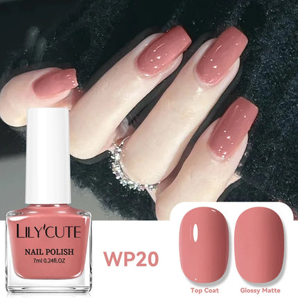 LILYCUTE 7ml Water-based Nail Polish Red Glitter Sequins Long Lasting Quick Drying No Need of Lamp to Cure Vernis for Nails