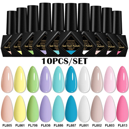 10pcs 10ml Gel Nail Polish Set HEMA TPO Free Red Coffee Brown Semi Permanent Soak Off UV Gel Varnish For Winter Nail Supplies