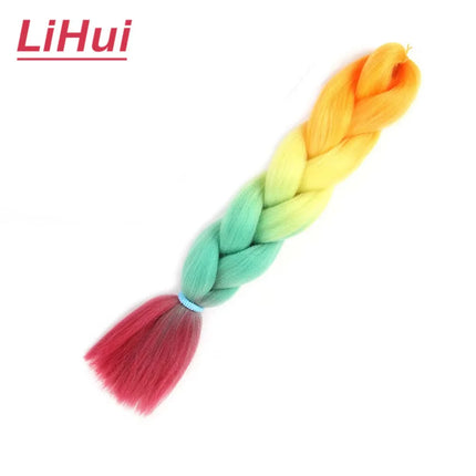 24 Inches Synthetic Braiding Hair Jumbo BraidOmbre Jumbo Hair Extension For Women DIY Hair Braids Purple Pink  Yellow Gray Lihu