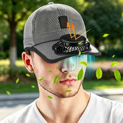 Solar USB Rechargeable Fan Hat Breathable Summer Cap Anti UV Baseball Cap for Hiking Fishing Outdoor Sports Father Day Gift