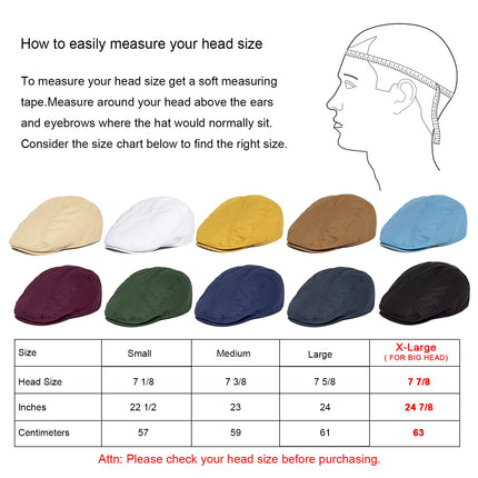 BOTVELA Twill New Flat Cap Men 100% Cotton Ivy Caps Golf Baker Boy Hat Summer Fall Newsboy Hat