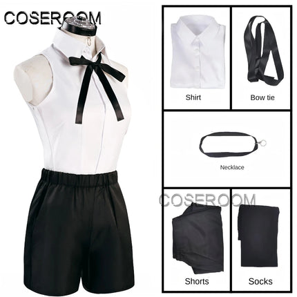 Chainsaw Reze Cosplay Costume Outfits Shirt Tie Short Wig Neck Ring Women Anime Uniform Halloween