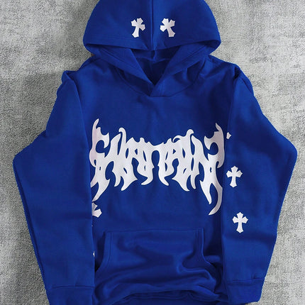 Creative Crossprinting Unisex Hoodies Thicken Breathable Top Y2K Style Loose Sportswear Comfortable Casual Woman Clothing