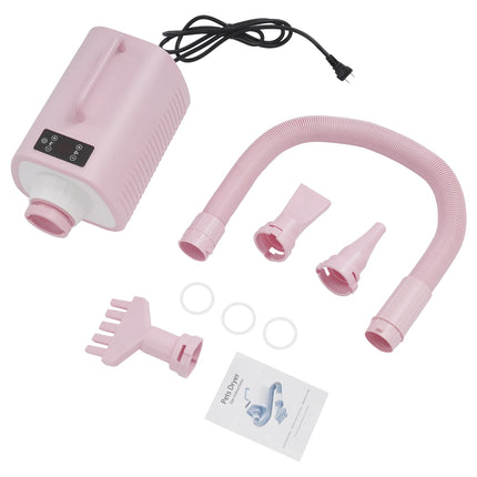 Professional Pet Hair Dryer 2100W Dog Grooming Blow Dryer with Touch Screen, 9 Speed & 9 Temperature Settings (77-140°F), 3 Nozzles & 6.56ft Hose, Overheat Protection, Pink