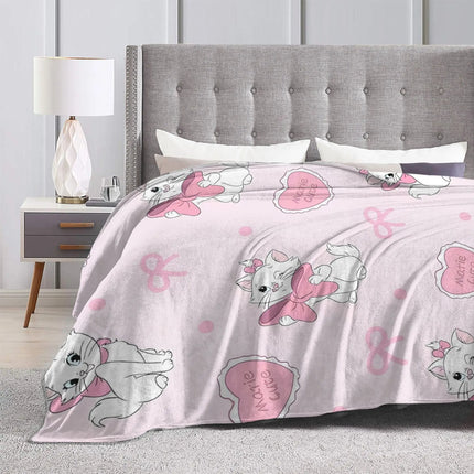 Aristocats Marie Cat Knitted Blankets Pink Wool Throw Blanket Summer Air Conditioning Portable Soft Warm Bedspread