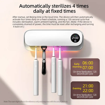 UV Toothbrush Sanitizer with 20-Min Quick Dry Dual Mount Rechargeable Toothbrush Cleaner Holder for Bathroom Family Use