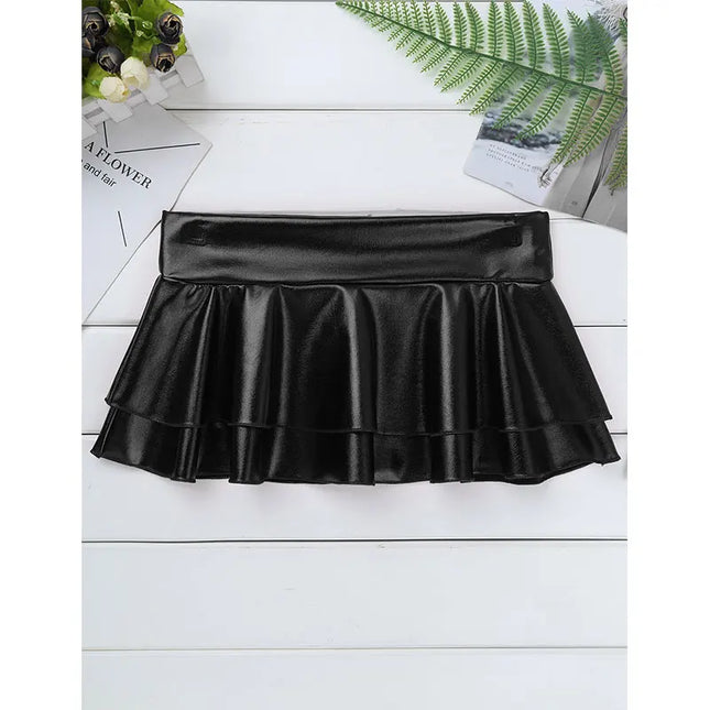 Erotic Lingerie Mini Sexy Skirt PU Leather Hot Erotic Temptation Dress Sex Clothes Pole Dance Clubwear Outfit Nightwear