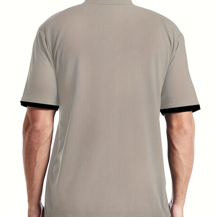 Summer Men's Golf-themed 3D Digital-print Short-sleeved Polo Outdoor Golf Shirt with Collar and Placket, Casual Sportswear Top