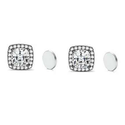 ZAKOL New 1 Pair Buling Cubic Zirconia Stainless Steel Magnetic Ear Clip Simple Fashion No Piercing Stud Earrings for Women Men