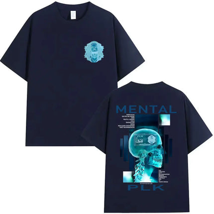 2025 Summer Rapper MENTAL PLK Album Merch T Shirt Men's Gothic Fashion Short Sleeve T-shirt 100% Pure Cotton Printed T-shirt