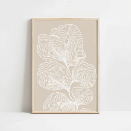 1pc Retro Beige Floral Line Printing,Simple Canvas Painting,Frameless Modern Plant Wall Decor for Living Room,Housewarming Gifts