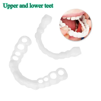 Fake Tooth Cover Perfect Fit Teeth Whitening Snap On Silicone Smile Veneers Teeth Dentaduras Flexibles Beauty Tool Cosmetic New