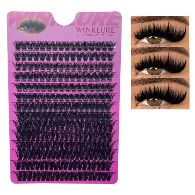 WINKLURE DIY Lashes Extensions Kit 800pcs Lash Clusters 80D/100D Wispy Individual Lashes Mix 9-18mm Cluster Eyelash Extension