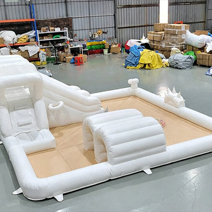 Inflatable Bounce House with Slide Pool Children Playhouse Inflatable Castle with Blower for Summer Party Outdoor Colorful Pool