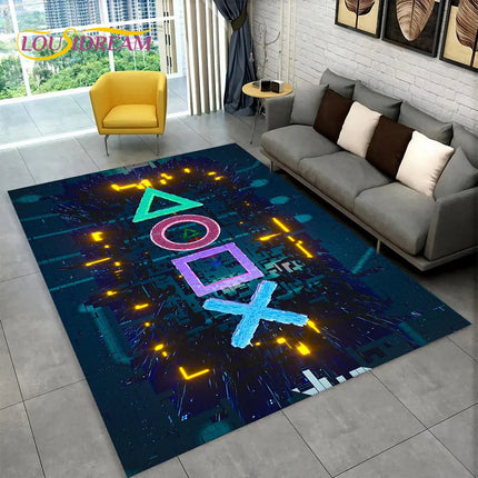 3D Cartoon Game Gamer Gamepad Large Area Rug, Carpet Rug for Living Room Kids Bedroom Sofa Doormat Decor, Child Non-slip Floor Mat