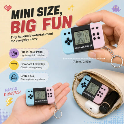 1pc Classic Tetri Handheld Game Console Keychain Retro Portable Nostalgic Puzzle Toy for Men And Women mini keychain pendant Toy