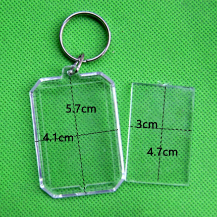 Photo Frame Keychian Acrylic Rectangle Insert Picture Frame Keyring Key Holder DIY Split Ring Gift for Women Ladies Girls