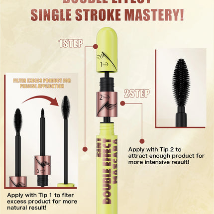 [Dual Brush Heads Brown Mascara] Waterproof Brown Mascara with Dual Brush Heads - Smudge-Proof, Clump-Free for Longer