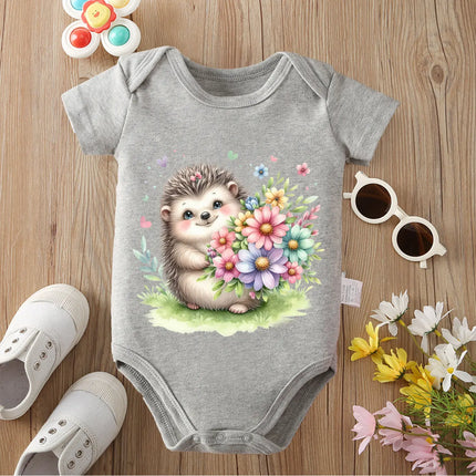 100% Cotton Bodysuit Retro Hedgehog Likes Rainy Day Onesie Comfortable Cloths for Baby Jumpsuit for 0 To 12 Months Newborn